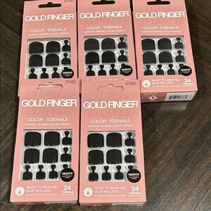 Black Toenail Gel Tips - 24 Ready-to-Wear Toenails (Pack)